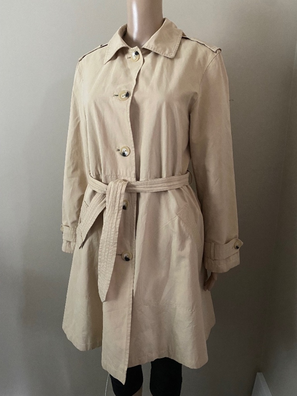 DKNY khaki mid-length trench coat, women’s small